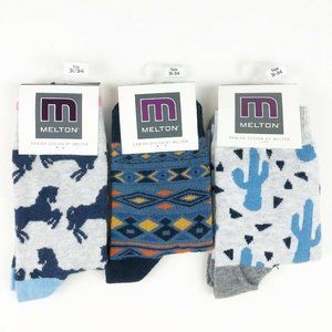MELTON Lot 3 Kids Crew Socks 7-9Y/Shoe Sz 1-3.5